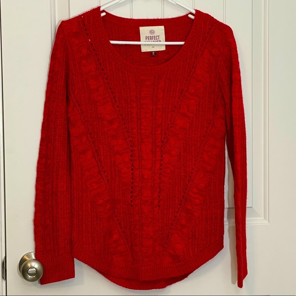 So Red Knit Fitted Pullover Sweater